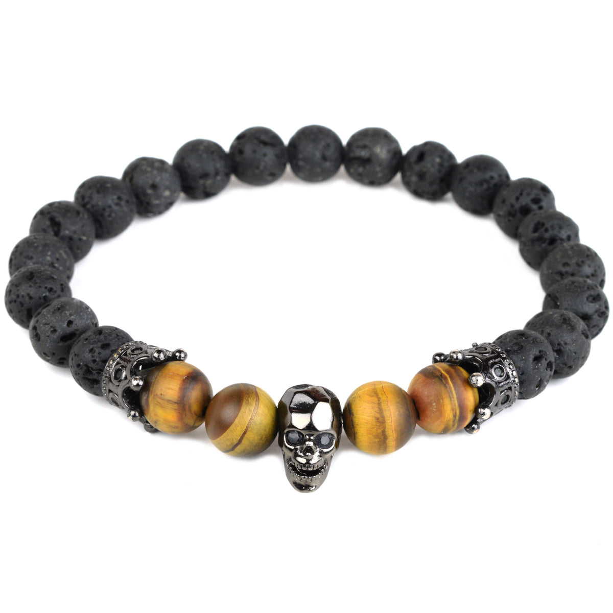 Tredor // Lava &amp; Matte Tiger Eye Double Crowned Skull