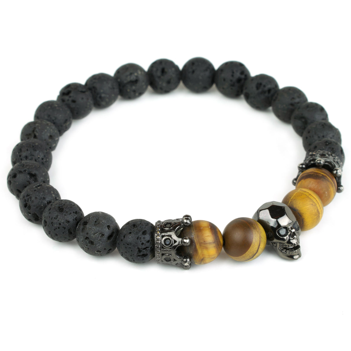 Tredor // Lava &amp; Matte Tiger Eye Double Crowned Skull