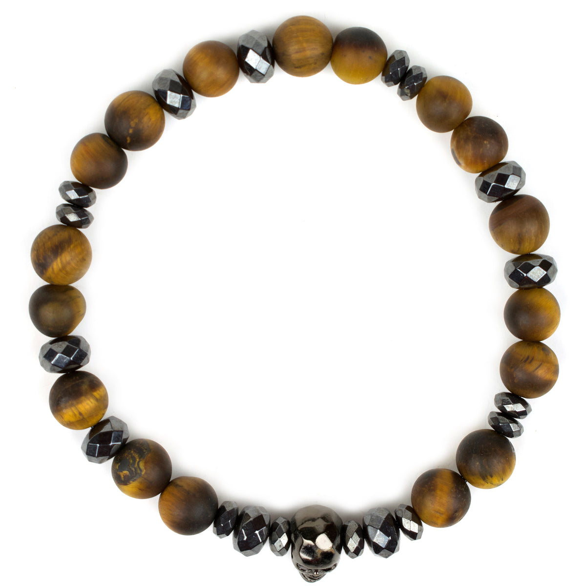 Lagao // Matte Tiger Eye Faceted Hematite Skull