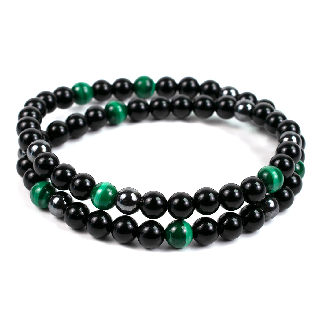 Dublin Stack // Malachite Onyx Crowned 6mm &amp; 8mm Stretch