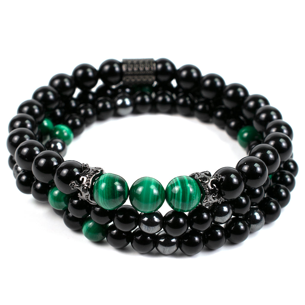 Dublin Stack // Malachite Onyx Crowned 6mm & 8mm Stretch