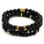 Barcelona Stack // Onyx & Gold Crowned 8mm & 6mm Stretch
