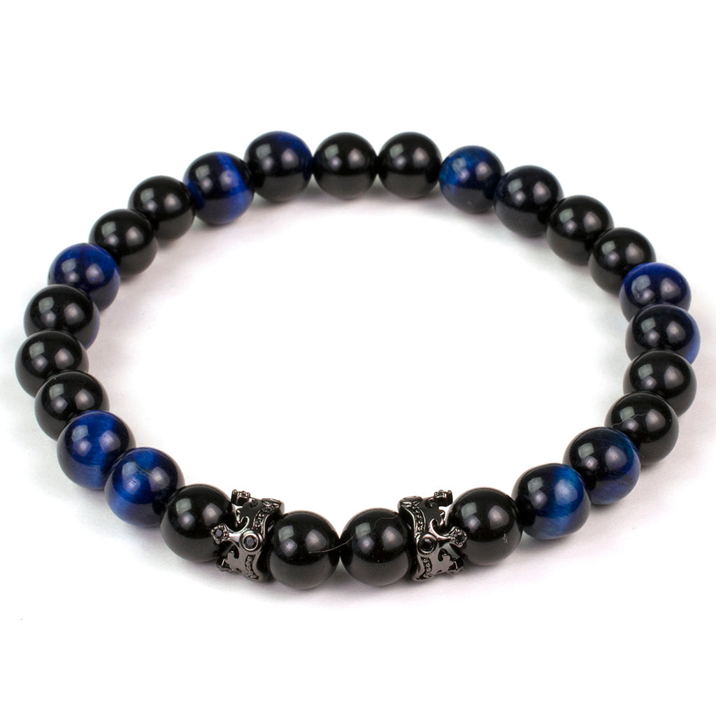 Blü Stack // Onyx & Blue Tiger 8mm & 6mm Stretch - Bravado Bay