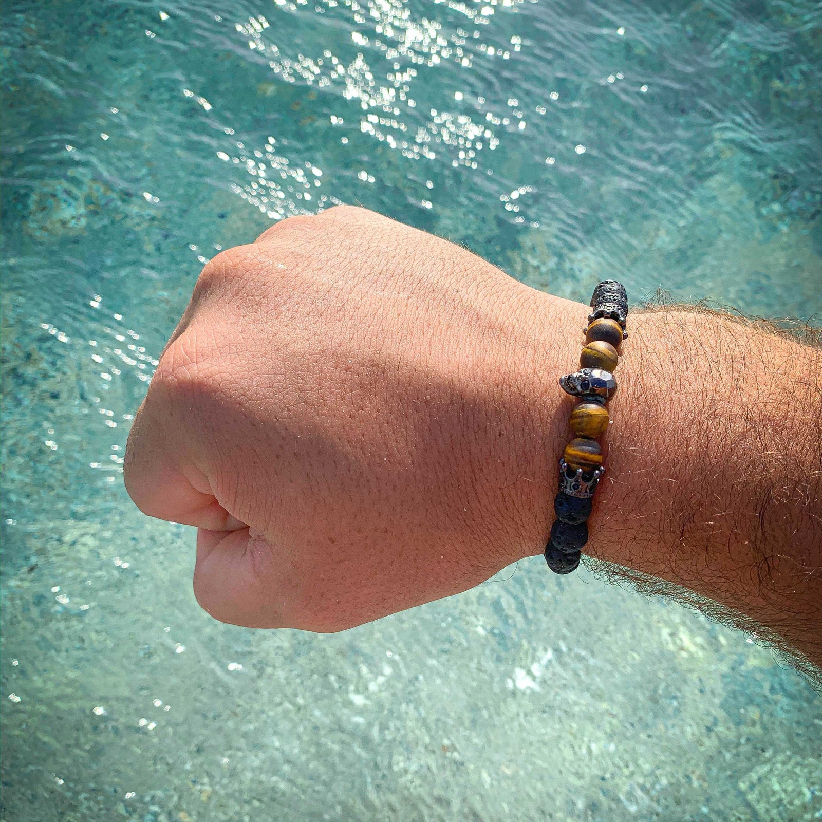 Tredor // Lava & Matte Tiger Eye Double Crowned Skull