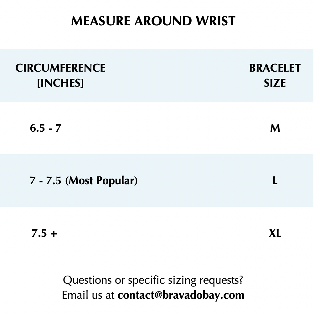 mens bracelet sizing chart for wrist measurements